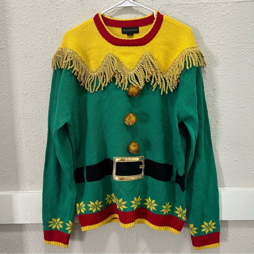 Blizzard Bay Men's Elf Christmas Sweater NWOT Large
